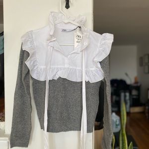 Zara sweater. Ruffle neck line. Size small